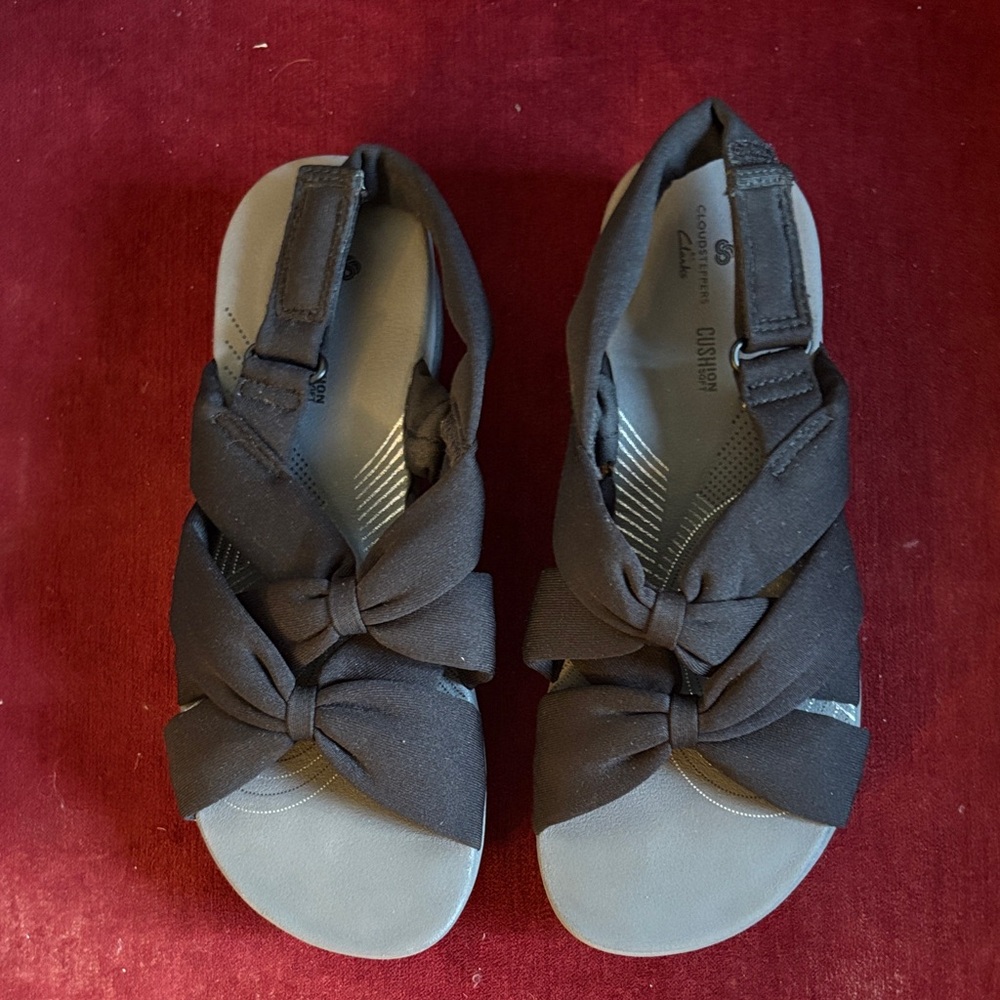 Clarks Black Knotted Strap Sandals